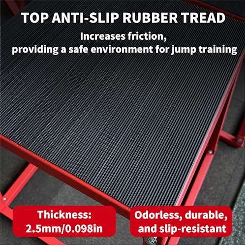 Heavy-Duty Steel Plyometric Jump Box, 12" Anti-Slip Rubber Tread & Stable Trapezoidal Design, Fixed Non-Slip Pads Fitness Jump Platform for Strength Training, Home & Gym Use