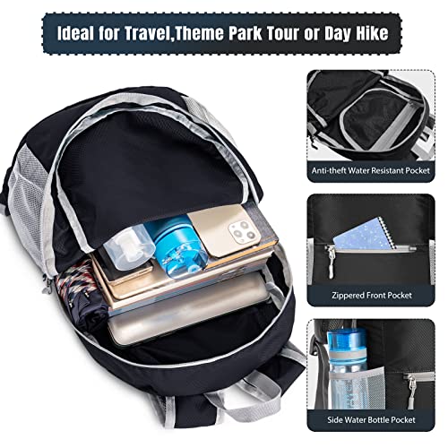 ZOMAKE Ultra Lightweight Hiking Backpack 20L, Packable Small Backpacks Water Resistant Daypack for Women Men(Black) - color: Black