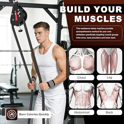Endless Rope Trainer, Portable Pulley System with Adjustable Resistance, Home Gym Suspension Infinity Rope with 14 FT Closed-Loop, for Grip, Arms, Back, Body Coordination Exercises