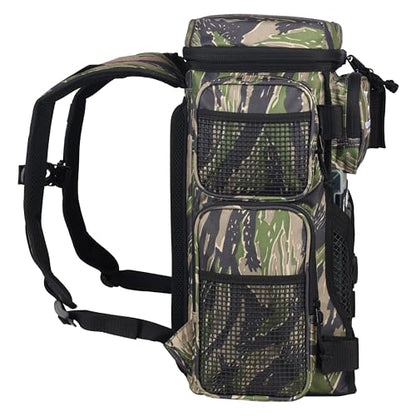 Evolution Fishing Drift Series Tackle Backpack, Outdoor Rucksack w/ 6 Fishing Tackle Trays, Heavy Duty - color: Tiger Stripe, size: 3600