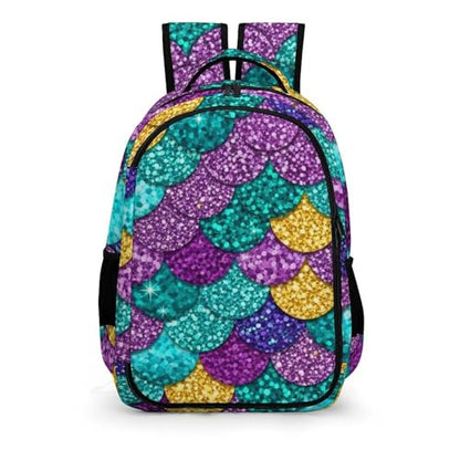 Casual Laptop Backpack Purse Colorful Mermaid Fish Scales, Cute Travel Bag with Tumbler Holder for Nurse Teacher College Commute - color: Pattern (343)