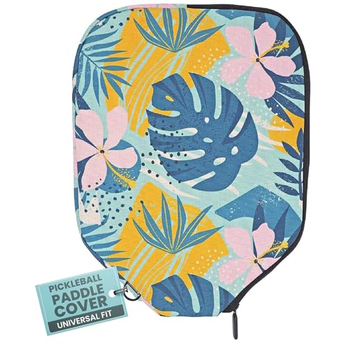 Palms-O-Aces Pickleball Paddle Cover | Canvas Padded Pickleball Paddles Sleeve with Zipper | Lightweight Protective Paddle Case for Standard Paddles | Paddle Cover Accessory - color: Mod Tropics, size: Standard - 11.5" x 8.5"