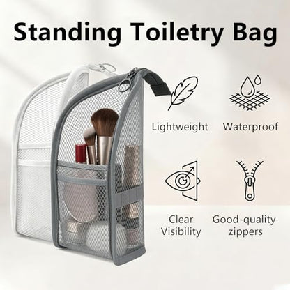2 Pack Standing Toiletry Bag, Portable Lightweight Travel Toiletry Bag, Leakproof Travel Organizer Pouch for Bathroom, Gym, Business Trip,Family Travel