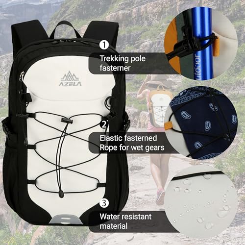 25L Lightweight Backpack for Cycling or Hiking, Hydration Pack Water Resistant,Climbing Backpack for Men Women (White and Black) - color: White and Black