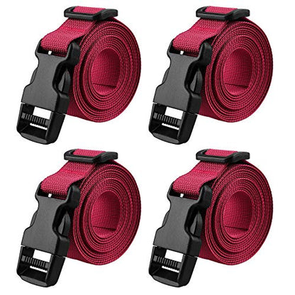 MAGARROW 78" x 1" Strap Buckle Packing Straps Adjustable 1-Inch Belt - color: Red 6.5 feet Long (4-PCS)