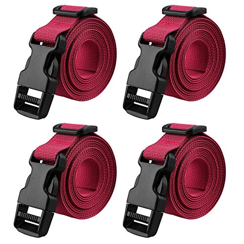 MAGARROW 78" x 1" Strap Buckle Packing Straps Adjustable 1-Inch Belt - color: Red 6.5 feet Long (4-PCS)