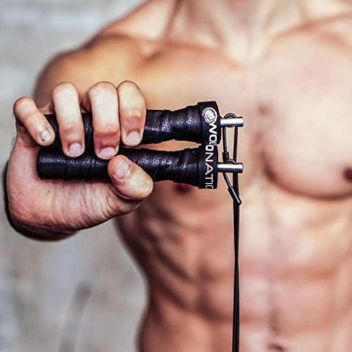 WOD Nation Attack Speed Jump Rope : Adjustable Jumping Ropes : Unique Two Cable Skipping Workout System : One Thick and One Light 11 Foot Cable : Perfect for Double Unders : Men and Women - color: Black