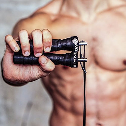 WOD Nation Attack Speed Jump Rope : Adjustable Jumping Ropes : Unique Two Cable Skipping Workout System : One Thick and One Light 11 Foot Cable : Perfect for Double Unders : Men and Women - color: Black