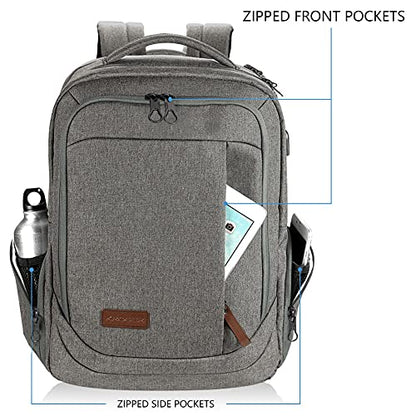 KROSER Laptop Backpack Large Computer Backpack Fits up to 17.3 Inch Laptop with USB Charging Port Water-Repellent Casual Daypack for Travel/Business/College/Women/Men-Grey - color: A-grey-17.3"