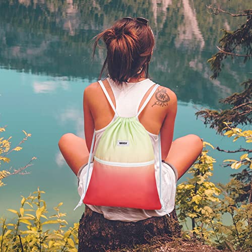 WANDF Drawstring Backpack, Gym Sackpack for Sports (Red-Green Gradient) - color: Red-green Gradient