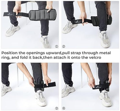 Sportneer Adjustable Ankle Weights for Women and Men 7 lbs/Pair Adjustable Leg Weights with Secure Straps, Strength Training Weighted for Yoga, Walking, Running, Aerobics, Gym, Physical Therapy - color: Dark Gray