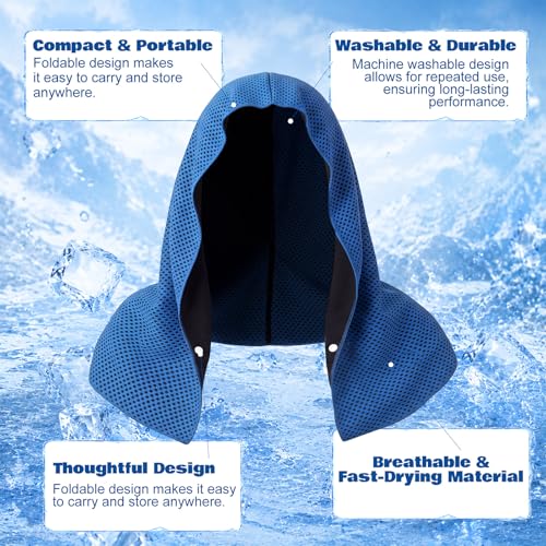 Honoson 20 Pcs12x25 Inch Cooling Hoodie Towel Bulk for Neck and Face 40x12 Inch Quick Dry Sweat Towels Instant Ice Cold Towel for Hot Weather Run Yoga Gym(Light Gray,Dark Blue) - color: Light Gray,dark Blue