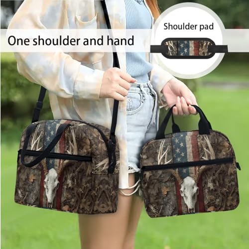 3pcs School Backpack Set With Lunch Box Pencil Case, Skull Deer 17 Inch Large Capacity Bookpacks 3 In 1 Set For Boys Girls - color: Skull Deer