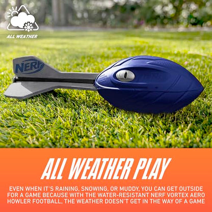 Nerf Vortex Aero Howler Foam Ball – Classic Long-Distance Football - Flight-Optimizing Tail - Hand Grip – Indoor and Outdoor Fun (Blue) - color: Blue