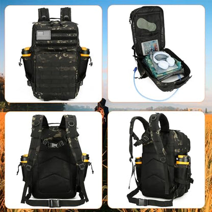 Lovelinks21 25L Tactical Backpack for Men and Women Military Backpack Small Assault Pack Molle Backpack Bug Out Bag Travel Rucksack Daypack (Black Camo) - color: Black Camo