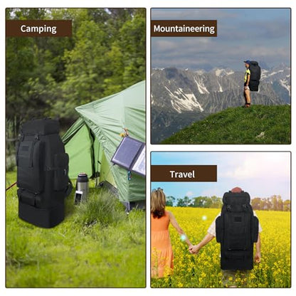70L/100L Hiking Backpack with USB Charging Port, Expandable Large Military Tactical Backpack, Waterproof MOLLE Rucksack Travel Backpacking Daypack for Camping Climbing (Black) - color: 100l Black-usb Port