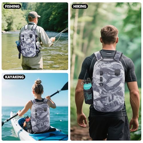 THKFISH IPX8 Waterproof Fishing Backpack with Rod Holder, Lightweight Fishing Sling Bag, Move Freely Fish Gifts for Men - color: Camo-backpack