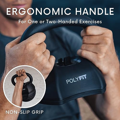 Polyfit Adjustable Kettlebell Set | 30/40/50 lbs | Kettlebell Weights for Home Gym - color: BLACK - 40 LB