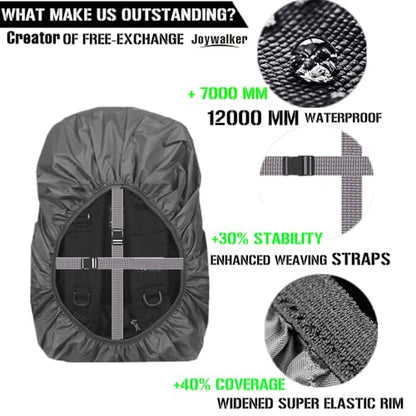 Joy Walker Waterproof Backpack Rain Cover, 12000mm Ultra-Waterproof, Upgraded Ultra-Strong Multilayers, Antislip Buckle Strap - color: Black, size: XXL (for 70-90L backpack)