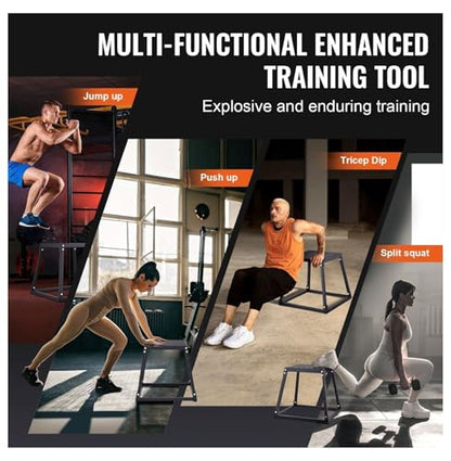 Plyometric Jump Box 18 Inch - Steel Plyo Box for Fitness, Agility Training - Anti-Slip Workout Platform for Home Gym - Strength & Conditioning - Black