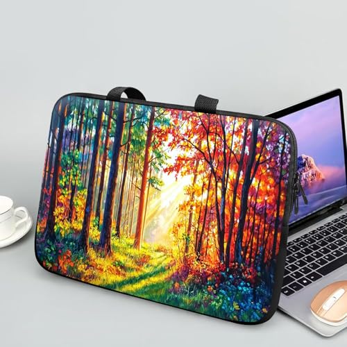 14 15 15.4 15.6 inch Laptop Handle Bag Computer Bag, Pouch Holder Notebook Sleeve Cover Soft Case Compatible for Dell,Lenovo,Toshiba HP, Asus Notebook-Autumn Forest - color: Autumn Forest