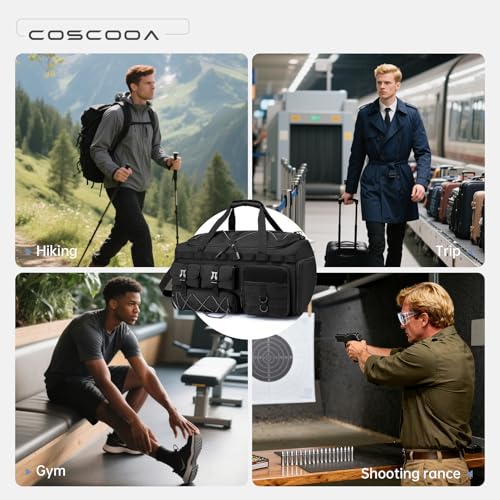Tactical Gym Bags for Men, Carry On Luggage 22x14x9 Airline Approved, 3 in 1 Duffle Bag with Shoe Compartment,Travel Backpack Weekender Overnight Range Bag for Workout Football, Black - size: 50L