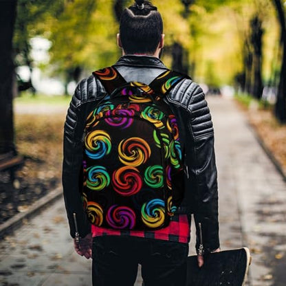 Water Resistant College Bookbag Tie Dye Colorful Rose Black, Sturdy Laptop Backpack with Water Bottle Pockets for Men Women Travel Work - color: Pattern (270)