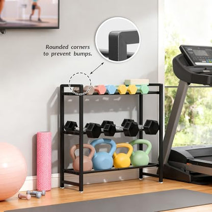 3-Tier Adjustable Dumbbell Rack, Heavy-Duty Weight Storage Stand, 390 LB Capacity, Space-Saving Home Gym Organizer - color: Black