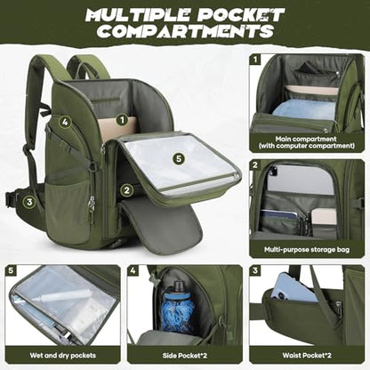 Maelstrom Tactical Backpack for Men, Water Resistant 40L Military Backpack, for Hiking, Camping, Gym with Molle System (Army Green) - color: C.army Green