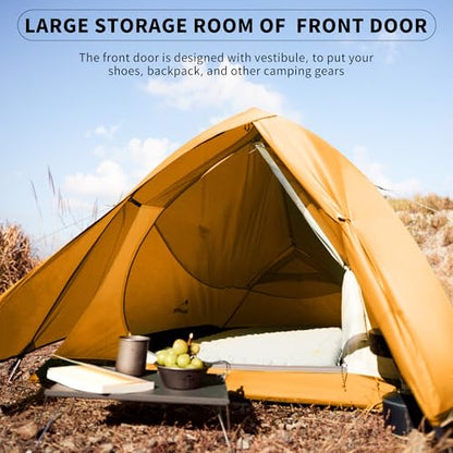 Naturehike Cloud Up 1 Person Tent, Lightweight Backpacking Tents for One Man, Waterproof Ultralight One Person Tent for Camping Hiking Backpacking - color: Bright Orange