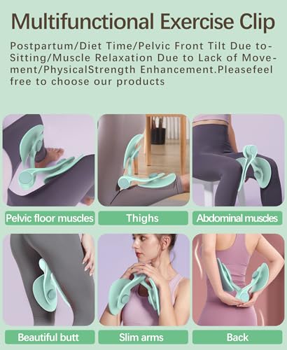 Pelvic Floor Exercise Device Available in 35 lb and 49 lb Resistance, Kegel and Inner Thigh Muscle Trainer, Home Workout Equipment for Postpartum Recovery, Women and Men, with Band - color: Light Green