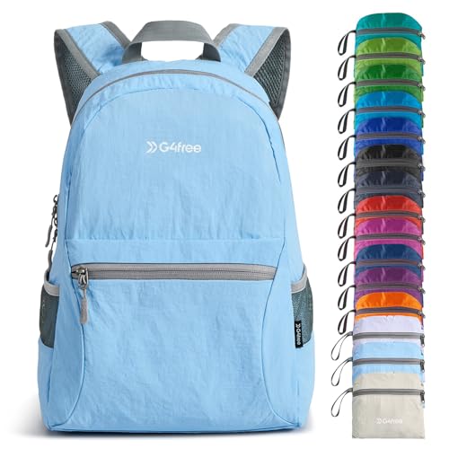G4Free 20L Lightweight Packable Backpack Travel Hiking Daypack Foldable Backpack for Men Women(Light Blue) - color: Light Blue