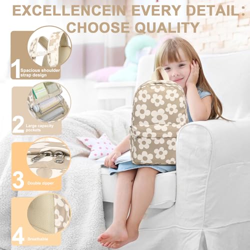 Bluboon Backpack for Girls Kids Preschool Backpack with Lunch Box Kindergarten Bookbag Toddler School Bags Set - color: Brown-large Florar