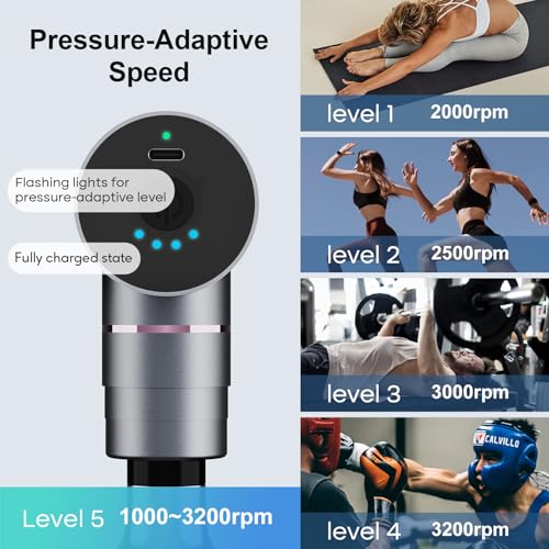 arboleaf Massage Gun Deep Tissue with Metal Head, Full-Metal Electric Portable Hand Held Massager Gun with Case for Back, Body Sore Muscles, Pain Relief, Office, Home, Athletes - color: Lightgray