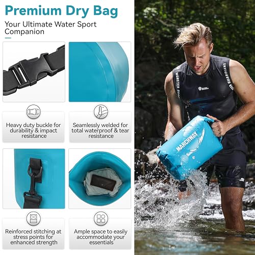 MARCHWAY Floating Waterproof Dry Bag Backpack 5L/10L/20L/30L/40L, Roll Top Sack Keeps Gear Dry for Kayaking, Rafting, Boating, Swimming, Camping, Hiking, Beach, Fishing - color: Teal, size: 5L