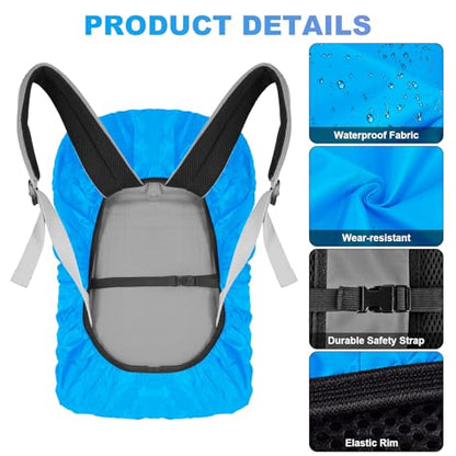LAMA 2pcs Waterproof Rain Cover for Backpack, Reflective Rainproof Protector for Anti-dust and Anti-Theft M 30L-40L Black