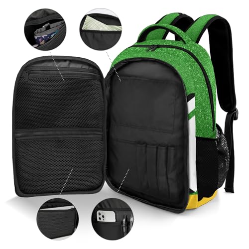 Green Volleyball Print Shoulder Backpack Bag for Sports Camping Hiking Travelling - color: Muilti 2