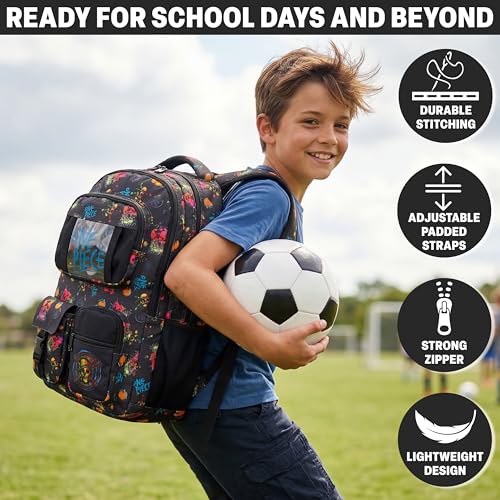 Get Trend One Piece Kids Backpack for Boys, 18 inch Book Bag with Adjustable Padded Straps, Travel School Bag, Anime Gifts (Black One Piece) - color: Black One Piece