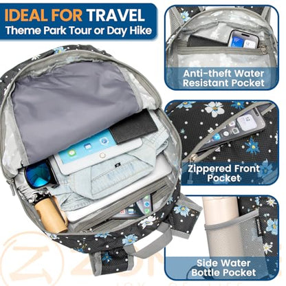 ZOMAKE Ultra Lightweight Packable Backpack 25L, Foldable Hiking Backpacks Water Resistant Small Folding Daypack for Travel(Black, White Polka Dot Floral) - color: Black, White Polka Dot Floral