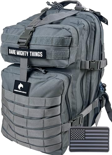AMERICANPHOENIX 45L Elite Tactical Backpack | 3X Stronger Work & Military Backpack | Water Resistant and Heavy Duty | 3 Day MOLLE Bug Out Bag (Arctic Grey) - color: Arctic Grey