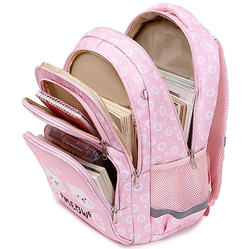 abshoo Cute Cat School Backpack For Girls Elementary Kindergarten Kids School Bag (Cat Pink A) - color: Cat Pink