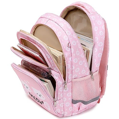 abshoo Cute Cat School Backpack For Girls Elementary Kindergarten Kids School Bag (Cat Pink A) - color: Cat Pink