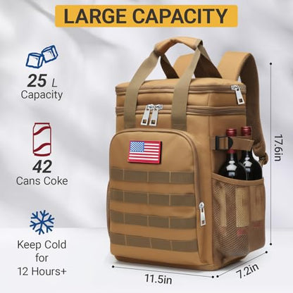 Fathers Day Gift-Tactical Backpack Cooler,Large Cooler Backpack Lunch Box for Men Adults Work with Handle,Insulated Soft Thermal Bag - color: Camo-yellow