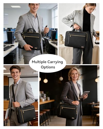 Laptop Case Bag Women Men Computer Sleeve Compatible with MacBook/Dell/HP/Acer/ASUS/LG, Waterproof Shoulder Carrying Briefcase, Black, 14-14.5 Inch - color: Black, size: 14 inch