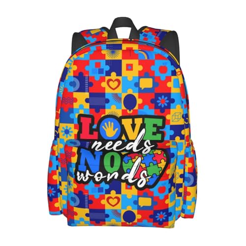 Autism Awareness Backpack School Bag Lightweight Bookbag Casual Daypack for Girls Boys Kids Women Men Travel Laptop 16 Inch - color: Autism