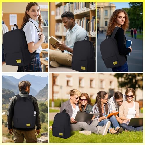 Premium Lightweight Laptop Backpack with USB Charging Port, Durable College School Bookbag, 2 Built-in Organizers, Padded 15.6-inch Laptop/Notebook Sleeve, Slim Water Resistant Bag, Black - color: Black