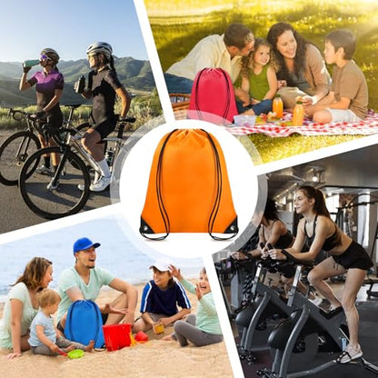 Grneric Drawstring Backpack Bulk 70Pcs String Backpack Drawstring Bags Cinch Bag Sackpack for Men Women Gym(Orange) - color: Orange