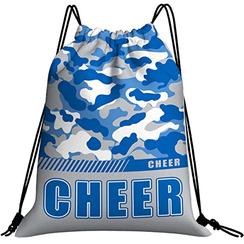 Drawstring Backpack Waterproof Gym Drawstring Bags Sports String Bag Camo Sackpack-Blue Cheer Drawstring Bag - color: Cheer Drawstring Bags-camo Blue