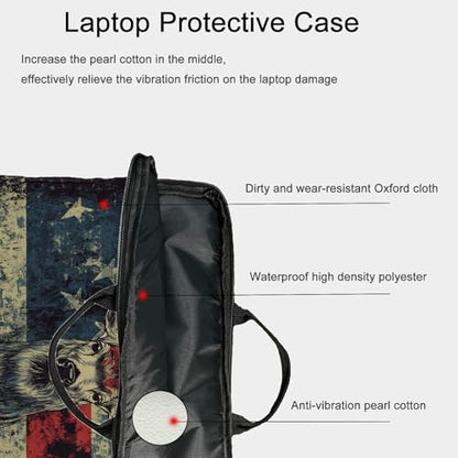 15-Inch Laptop Sleeve – Stylish, Lightweight, Shockproof, Water-Resistant Case for Lenovo, HP, Dell, Asus Notebooks - American Flag Deer - color: American Flag Deer