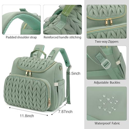 Small Diaper Bag Backpack Quilted Mini Baby Crossbody Diaper Bag Tote for Mom and Baby Girls Boys (Matcha Green) - color: Matcha Green